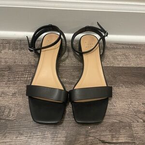 a new day Black Square-Toe Ankle Strap Sandals